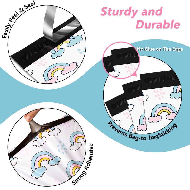Vapulcio Poly Mailers 6x9 Inch 100 Pcs - Rainbow Printed Shipping Bags, 2.4mil Thickness, Waterproof and Tear Resistant Mailing Envelopes, Self-Sealing Packaging Bags for Small Business - Image 3